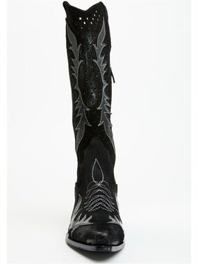 ITALIAN COWBOY Women’s Black Embroidered Western Boots